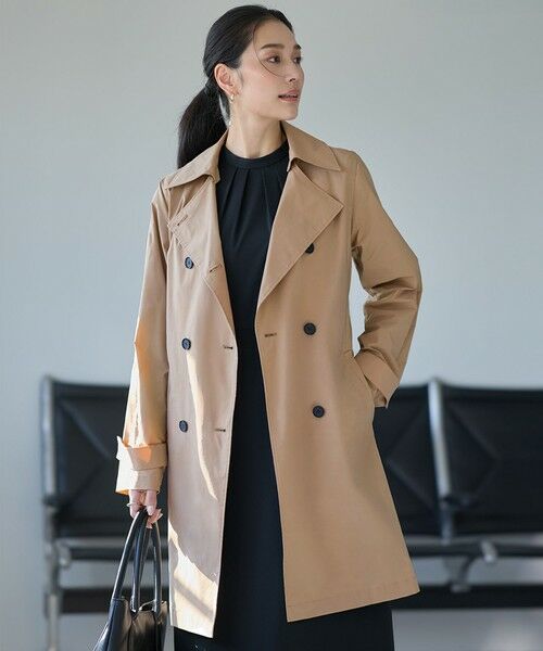 L size ONWARD(大きいサイズ) / エルサイズオンワード トレンチコート | 【2WAY仕様】メモリーストレッチタフタ トレンチコート（アプリコットベージュ）