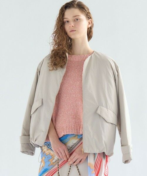 L size ONWARD(大きいサイズ) / エルサイズオンワード ダウンジャケット・ベスト | ライトパディング ノーカラー アウター（ベージュ系）