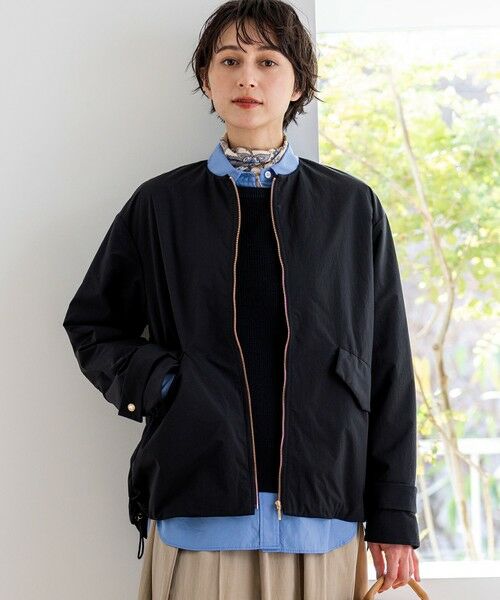 L size ONWARD(大きいサイズ) / エルサイズオンワード ダウンジャケット・ベスト | ライトパディング ノーカラー アウター（ブラック系）