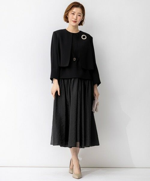 L size ONWARD(大きいサイズ) / エルサイズオンワード ノーカラージャケット | 【APPLAUDIR】クリアジョーゼット コンパクトタックジャケット | 詳細2