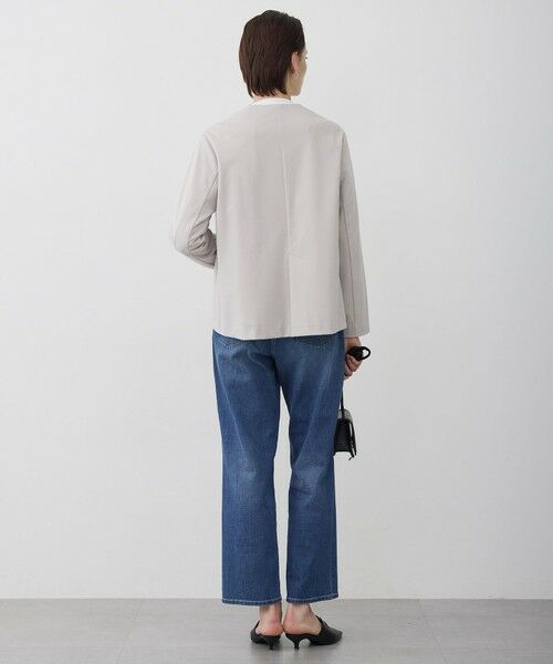 L size ONWARD(大きいサイズ) / エルサイズオンワード ノーカラージャケット | ナイロンストレッチポンチ ノーカラージャケット | 詳細2