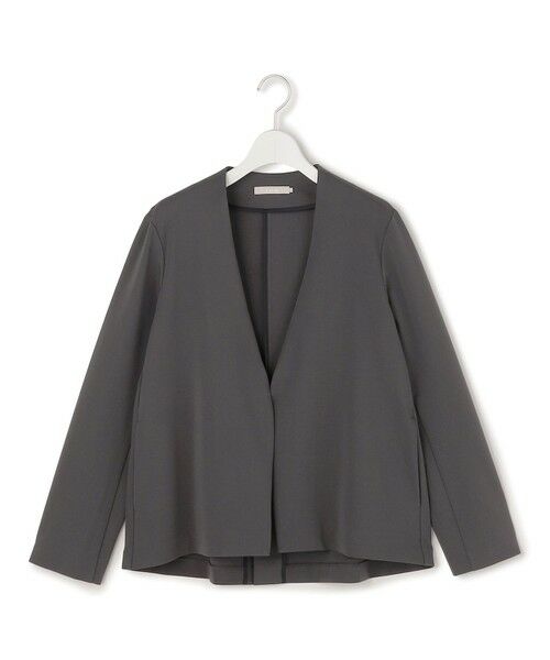 L size ONWARD(大きいサイズ) / エルサイズオンワード ノーカラージャケット | ナイロンストレッチポンチ ノーカラージャケット | 詳細6