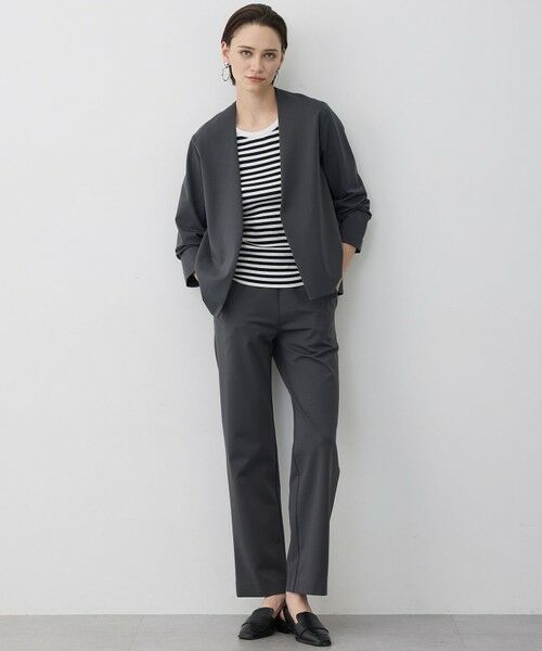 L size ONWARD(大きいサイズ) / エルサイズオンワード ノーカラージャケット | ナイロンストレッチポンチ ノーカラージャケット | 詳細4