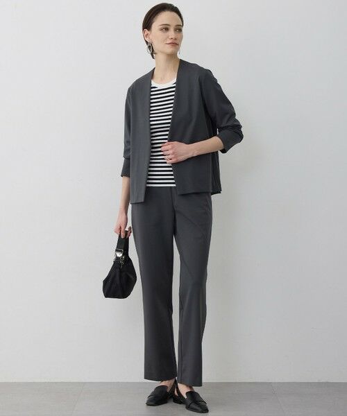 L size ONWARD(大きいサイズ) / エルサイズオンワード ノーカラージャケット | ナイロンストレッチポンチ ノーカラージャケット | 詳細5