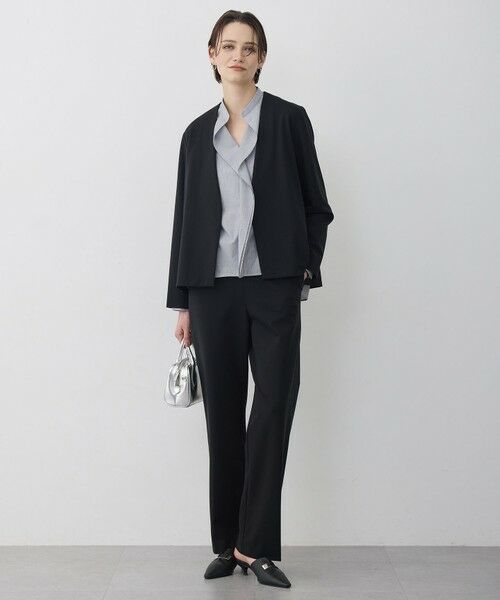 L size ONWARD(大きいサイズ) / エルサイズオンワード ノーカラージャケット | ナイロンストレッチポンチ ノーカラージャケット | 詳細16