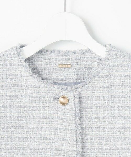 L size ONWARD(大きいサイズ) / エルサイズオンワード ノーカラージャケット | ノーカラーフリンジツイード ジャケット | 詳細11