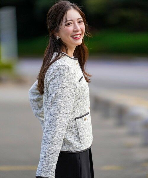 L size ONWARD(大きいサイズ) / エルサイズオンワード ノーカラージャケット | ネップツイード ジャケット | 詳細16