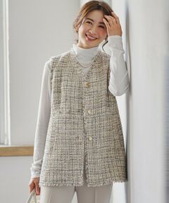 L size ONWARD(大きいサイズ) / エルサイズオンワード その他アウター | GIOLICAツイード フォルム ジレ