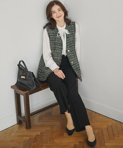 L size ONWARD(大きいサイズ) / エルサイズオンワード その他アウター | GIOLICAツイード フォルム ジレ | 詳細7