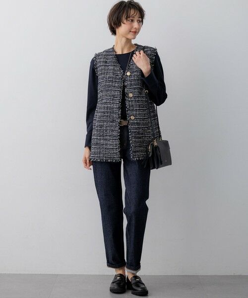 L size ONWARD(大きいサイズ) / エルサイズオンワード その他アウター | GIOLICAツイード フォルム ジレ | 詳細8