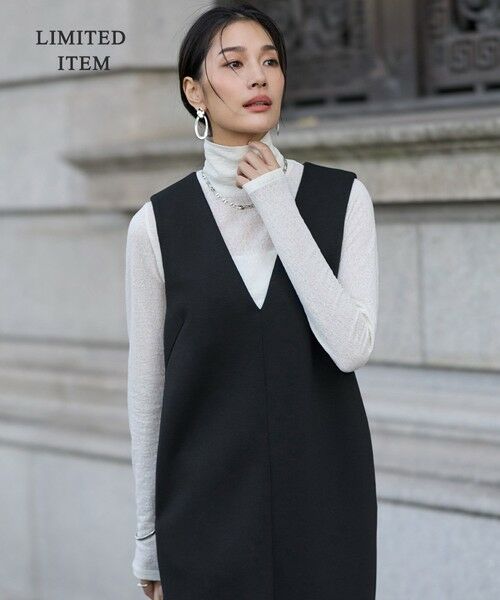 L size ONWARD(大きいサイズ) / エルサイズオンワード カットソー | 【WEB限定】 コットンレーシージャガード ハイネックカットソー（オフホワイト）