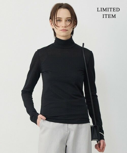 L size ONWARD(大きいサイズ) / エルサイズオンワード カットソー | 【WEB限定】 コットンレーシージャガード ハイネックカットソー（ブラック）