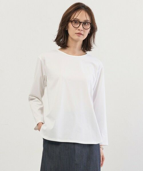 L size ONWARD(大きいサイズ) / エルサイズオンワード カットソー | ベーシックジャージー シャツテール カットソー（ホワイト系）