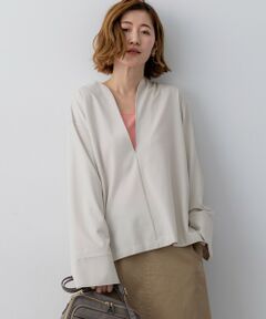 L size ONWARD(大きいサイズ) / エルサイズオンワード カットソー | コンパクトツイル Vネック カットソー