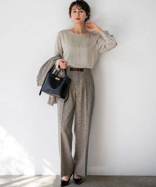 L size ONWARD(大きいサイズ) / エルサイズオンワード シャツ・ブラウス | カフスボタン サテンTEEブラウス | 詳細14