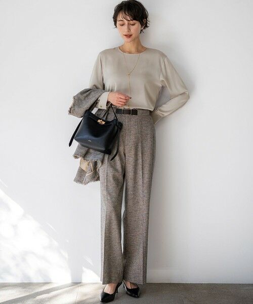 L size ONWARD(大きいサイズ) / エルサイズオンワード シャツ・ブラウス | カフスボタン サテンTEEブラウス | 詳細15