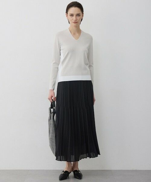 L size ONWARD(大きいサイズ) / エルサイズオンワード ニット・セーター | シンセティックフルニードル Vネックニット | 詳細14