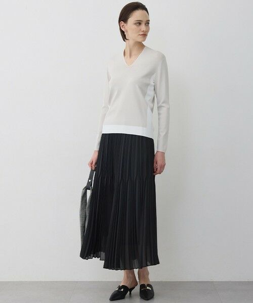 L size ONWARD(大きいサイズ) / エルサイズオンワード ニット・セーター | シンセティックフルニードル Vネックニット | 詳細15