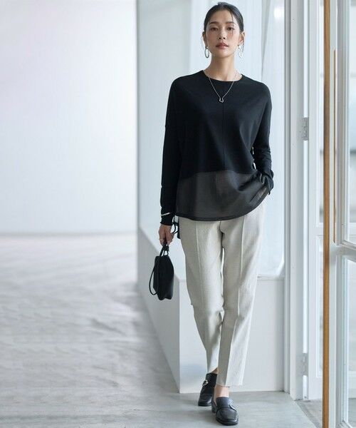 L size ONWARD(大きいサイズ) / エルサイズオンワード ニット・セーター | ヴィスコースワイド シアーコンビプルオーバー | 詳細9