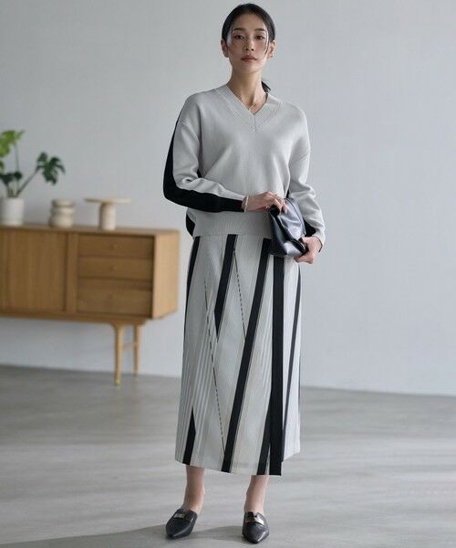 L size ONWARD(大きいサイズ) / エルサイズオンワード ニット・セーター | コットンポリエステルスムース Vネックニット | 詳細5