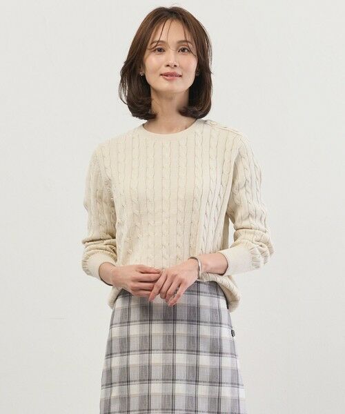 L size ONWARD(大きいサイズ) / エルサイズオンワード ニット・セーター | CABLE ニット（ライトベージュ系）