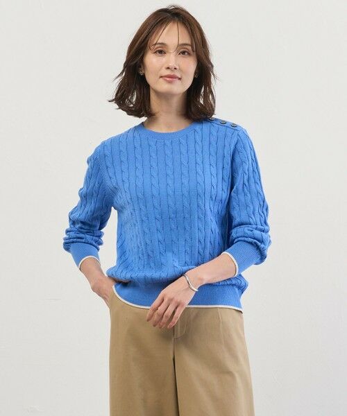 L size ONWARD(大きいサイズ) / エルサイズオンワード ニット・セーター | CABLE ニット（ブルー系）