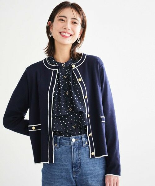L size ONWARD(大きいサイズ) / エルサイズオンワード カーディガン・ボレロ | 【花粉リリース】ラインポイント カーディガン | 詳細5