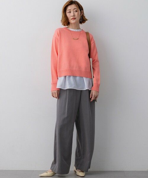 L size ONWARD(大きいサイズ) / エルサイズオンワード ニット・セーター | 【Oggi掲載】コットンギマ クルーネック ニット | 詳細2