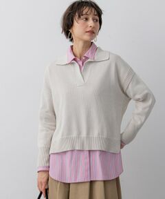 L size ONWARD(大きいサイズ) / エルサイズオンワード ニット・セーター | コットンギマ スキッパー ニット