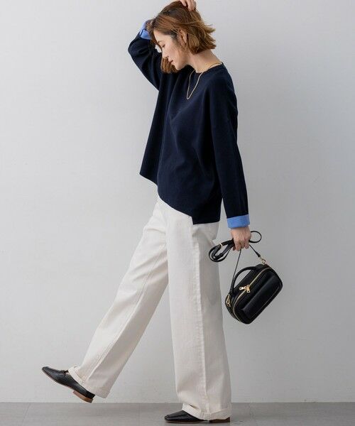 L size ONWARD(大きいサイズ) / エルサイズオンワード ニット・セーター | バイカラーダブルフェイス ニット | 詳細18