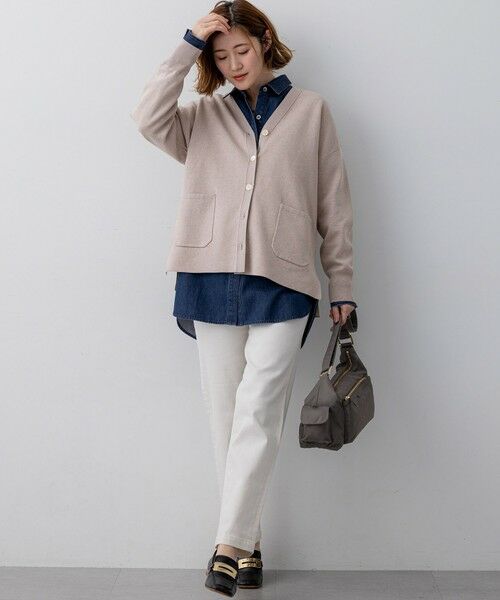 L size ONWARD(大きいサイズ) / エルサイズオンワード カーディガン・ボレロ | バイカラーダブルフェイス ニット カーディガン | 詳細4