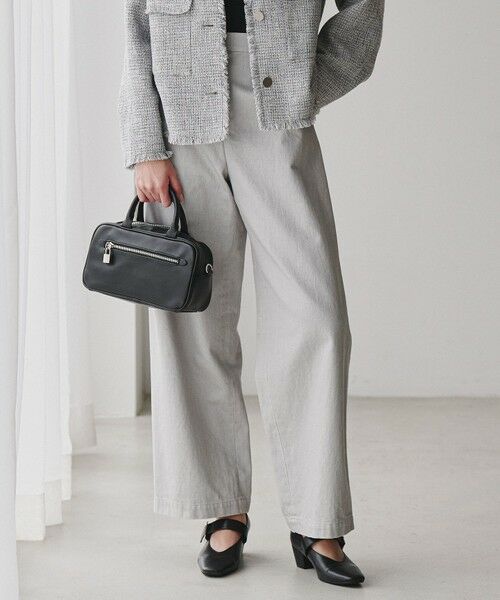 L size ONWARD(大きいサイズ) / エルサイズオンワード デニムパンツ | コットンカラーデニム カーブパンツ（ライトグレー）