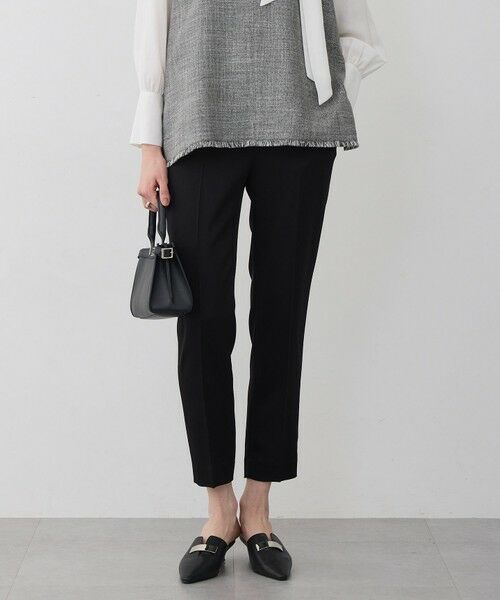 L size ONWARD(大きいサイズ) / エルサイズオンワード その他パンツ | アセテートダブルサテン スティックパンツ（ブラック）