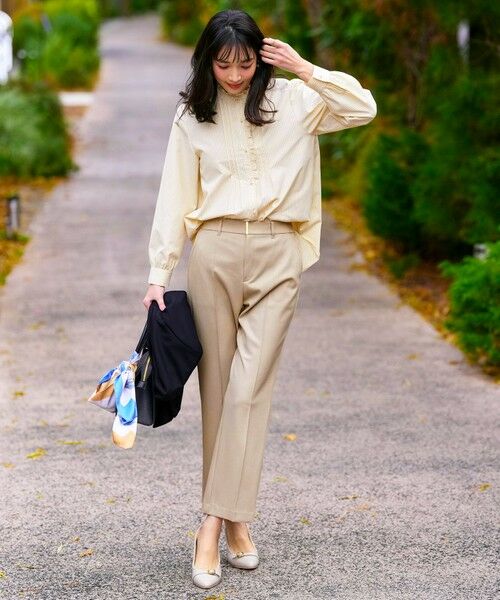 L size ONWARD(大きいサイズ) / エルサイズオンワード その他パンツ | 褒めらレディストレッチ セミフレア テーパードパンツ | 詳細11