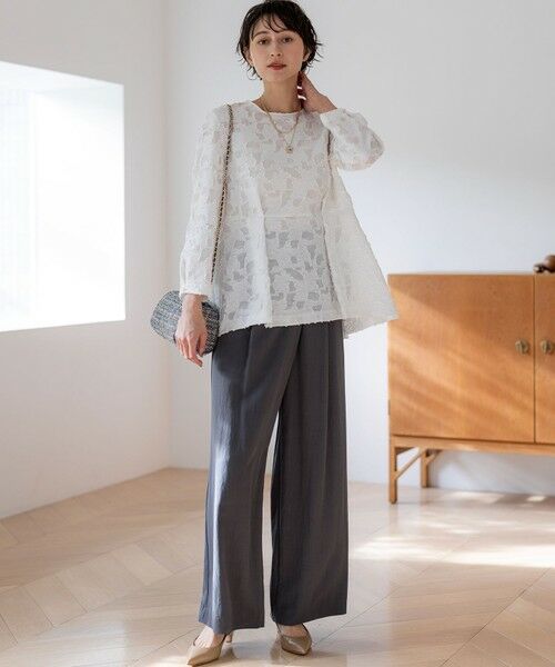 L size ONWARD(大きいサイズ) / エルサイズオンワード その他パンツ | 【VERY掲載】ドレープツイル アシンメトリー ワイド パンツ | 詳細4