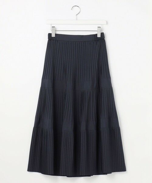 L size ONWARD(大きいサイズ) / エルサイズオンワード ロング・マキシ丈スカート | プリーツ切替 スカート（ネイビー）