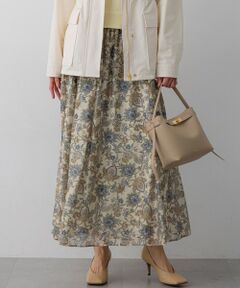 L size ONWARD(大きいサイズ) / エルサイズオンワード ミニ・ひざ丈スカート | Ericaキャラコ ペイズリープリント フレア スカート