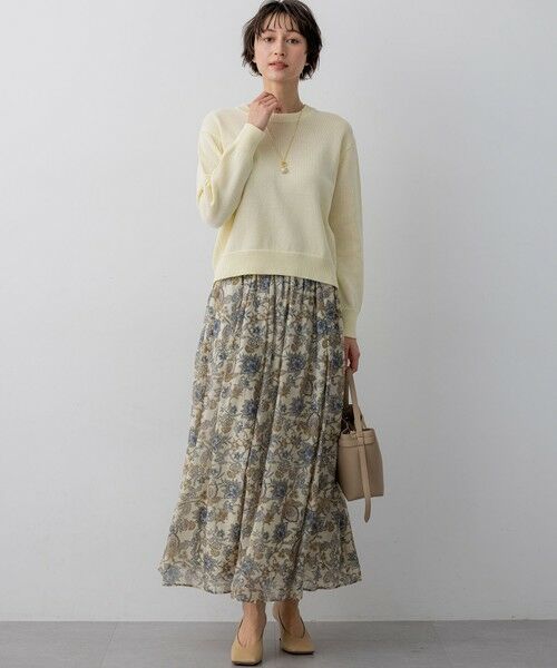 L size ONWARD(大きいサイズ) / エルサイズオンワード ミニ・ひざ丈スカート | Ericaキャラコ ペイズリープリント フレア スカート | 詳細3