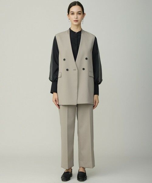 L size ONWARD(大きいサイズ) / エルサイズオンワード ベスト | ハイツイストダブルクロス ノーカラージレ | 詳細1