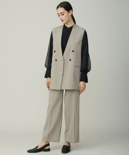 L size ONWARD(大きいサイズ) / エルサイズオンワード ベスト | ハイツイストダブルクロス ノーカラージレ | 詳細2