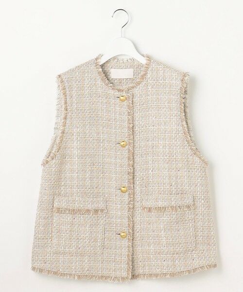 L size ONWARD(大きいサイズ) / エルサイズオンワード ベスト | ファンシーノットツイード ジレ | 詳細3
