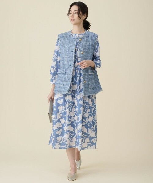 L size ONWARD(大きいサイズ) / エルサイズオンワード ベスト | ファンシーノットツイード ジレ | 詳細4