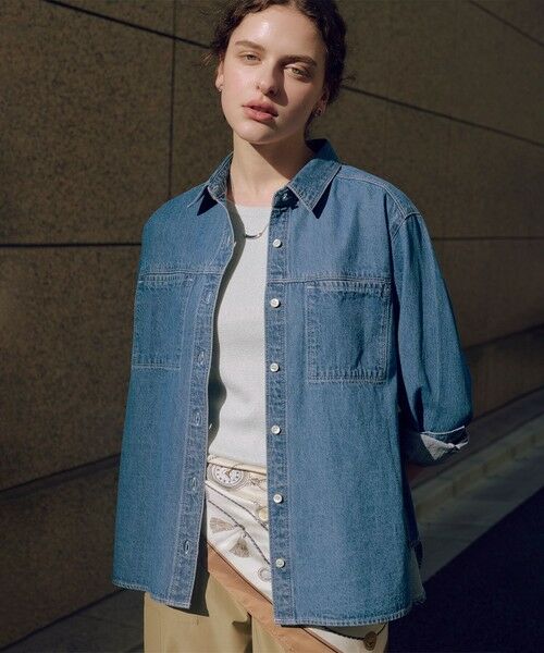 L size ONWARD(大きいサイズ) / エルサイズオンワード シャツ・ブラウス | コットンリネン 7oz デニム シャツ | 詳細5