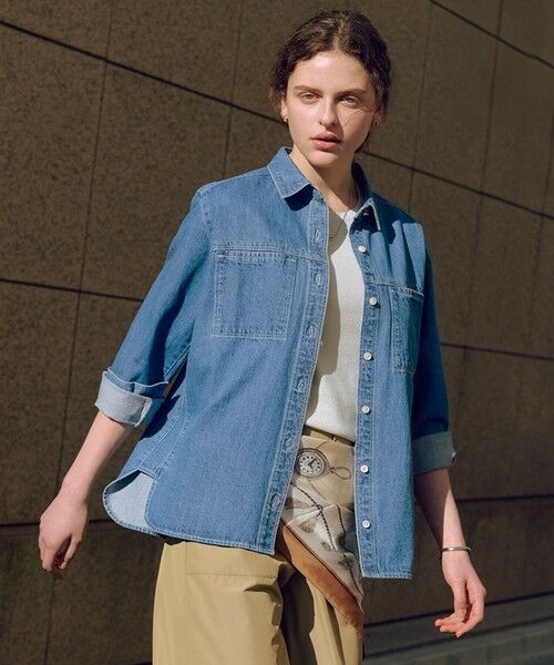 L size ONWARD(大きいサイズ) / エルサイズオンワード シャツ・ブラウス | コットンリネン 7oz デニム シャツ（ユーズド系）