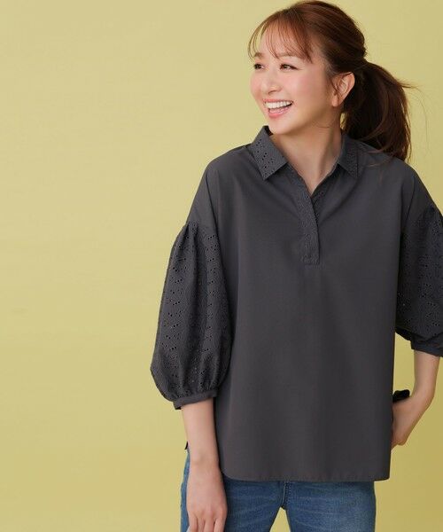 L size ONWARD(大きいサイズ) / エルサイズオンワード シャツ・ブラウス | レースパフスリーブ シャツ | 詳細3