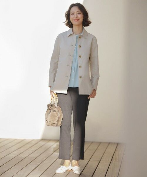 L size ONWARD(大きいサイズ) / エルサイズオンワード ステンカラーコート | 【春のマストアイテム】ドライストレッチ ショート ステンカラー コート | 詳細1