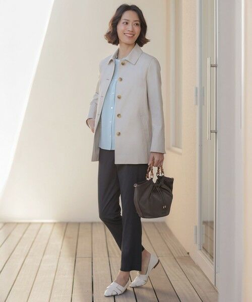 L size ONWARD(大きいサイズ) / エルサイズオンワード ステンカラーコート | 【春のマストアイテム】ドライストレッチ ショート ステンカラー コート | 詳細2