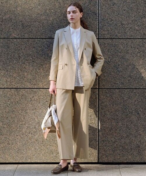 L size ONWARD(大きいサイズ) / エルサイズオンワード テーラードジャケット | 【人気素材・セットアップ対応】セルロースリネンストレッチ ダブル ジャケット | 詳細6