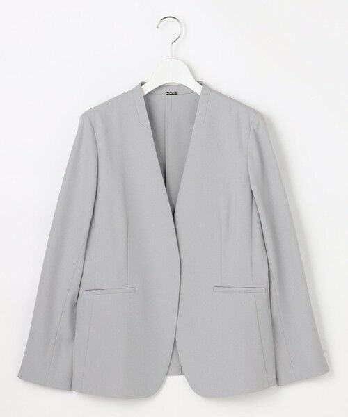 L size ONWARD(大きいサイズ) / エルサイズオンワード ノーカラージャケット | スマートビューティストレッチカラーレス ジャケット | 詳細4