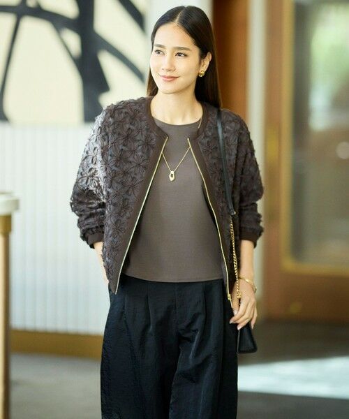 L size ONWARD(大きいサイズ) / エルサイズオンワード ブルゾン | 【SHIHOさん着用・展示会人気No.1・こだわり素材】テープエンブロイダリー ブルゾン | 詳細1